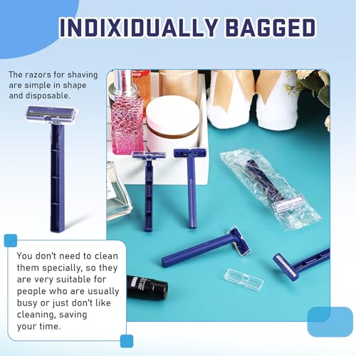 Chumia Twin Blade Razors for Men Stainless Steel Disposable Razors Men Bulk Plastic Shavers Multipurpose Portable Manual Disposable Shavers for Bathing Hotel Travel(195 Pieces)