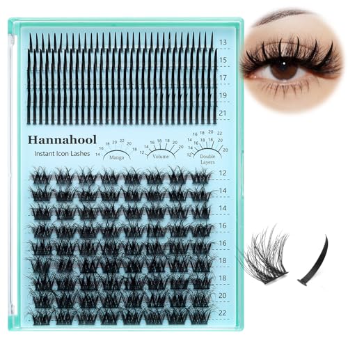 Spikes Clusters Manga lashes DIY Eye Lashes Extensions D Curl Mixed 13-21mm and 12-22mm long Individul False Eyelashes Volume Lashes (WM025-Mixed 12-22mm)