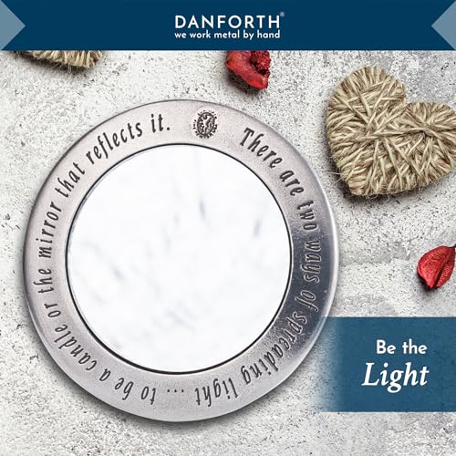 DANFORTH - Hearts Pewter Purse Mirror (Red) - 3 1/2 Inch Diameter - Gift Boxed