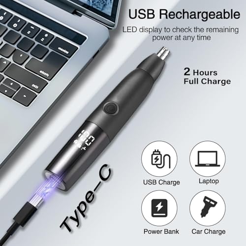 AROSKY Nose Hair Trimmer for Men Women - Painless Electric USB Rechargeable Eyebrow Trimmer Waterproof Hair Razor Nose Ear Face Body Grooming Kit Washable