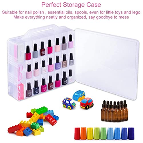 JIASHENG 48 Bottles Universal Clear Gel Nail Polish Organizer Case,Manicure Pedicure Set Stainless Steel Nail Clippers Personal Nail Clipping Tools