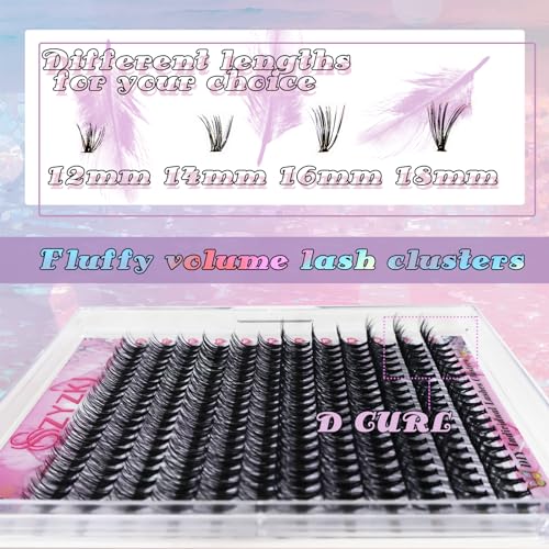 Lash Clusters 3D Multilayered DIY Cluster Eyelash Extensions 144pcs D Curl 12-18mm Mix Individual Lashes Cluster (D Natural 12-18mm-D)