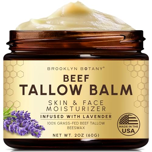 Brooklyn Botany Beef Tallow Balm ? Grass Fed Beef Tallow for Skin and Face ? Nourishing Face Moisturizer Infused with Lavender ? 2 oz