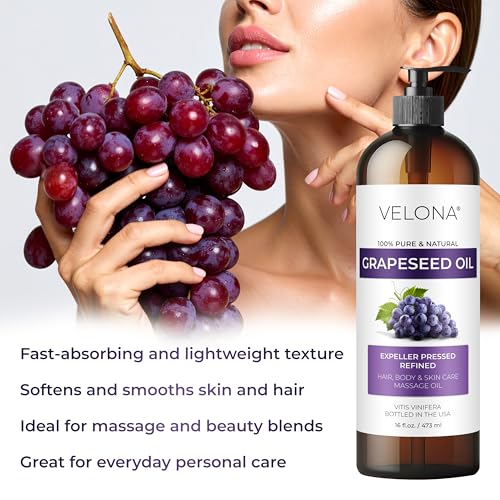velona Grapeseed Oil 1 Gallon / 128 Fl Oz | 100% Pure and Natural Carrier Oil | Refined | Skin, Face, Body, Hair Care | Use Today - Enjoy Results