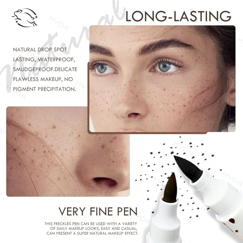 KYDA 2 Colors Freckle Pen,Natural Lifelike Freckle Makeup, Waterproof Longlasting Soft Dot Sopt Pen, Sunkissed Makeup-Dark Brown&Light Brown