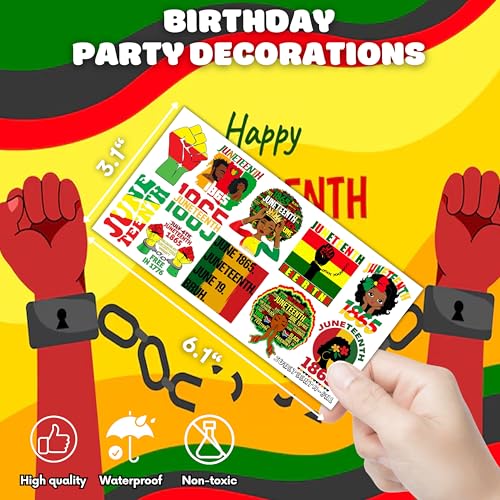 96 PCS Juneteenth Temporary Tattoos ? African American Party Decorations, Black History Month Supplies, Afro American Stickers for Kids Adults Party Favors Gifts Decor