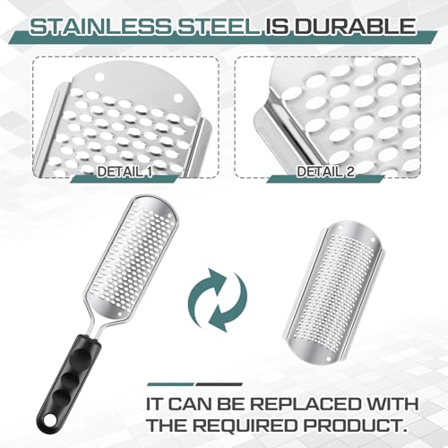 Moxweyeni 14 Pack Colossal Foot File Pedicure Tools Sets with 2 Styles Large and Small Hole Replacement Callus Remover Blades, Stainless Steel Detachable Pedicure Foot Rasp for Dead Skin Remover
