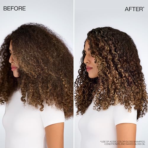 Redken Naked Gloss Shine Hair Oil - Adds Shine & Enhances Color Vibrancy, Lightweight Heat Protectant, Frizz Control, Infused with Omega-9, For Dull or Color-Treated Hair