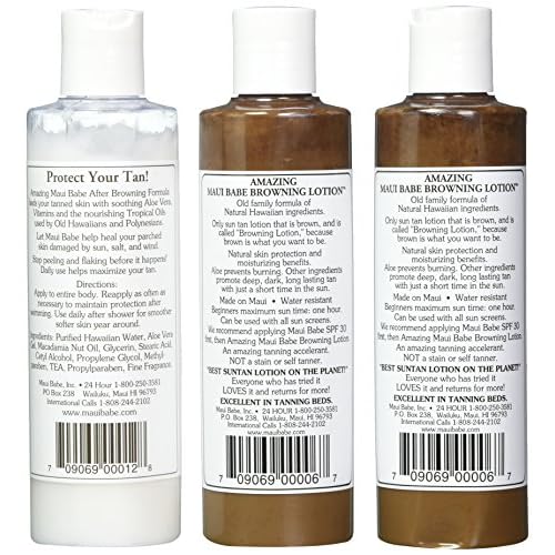 Maui Babe Tanning Pack (2 Browning Lotions 8 oz, 1 After Browning Lotion 8 oz), (Pack of 3)