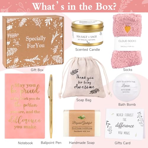 Employee Appreciation Gifts Bulk, Thank You Gifts for Women, Appreciation Gift Box for Coworkers Teachers, Relaxation Thank You Spa Gift for Coworker Boss Female Team Mentor Leader Social Worker, Pink