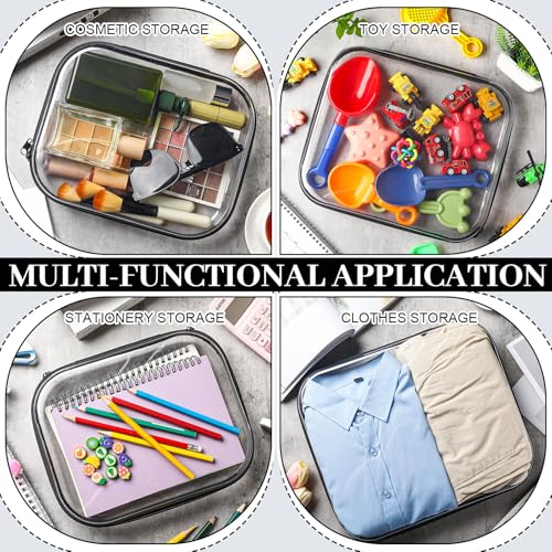 Hoolerry 6 Pcs Hard Clear Zipper Case Transparent Zipper Hard Pouch for Snacks Makeup Bag Plastic Cosmetic Bag Portable Travel Organizer for Makeup Storage(Black,Big,Medium)