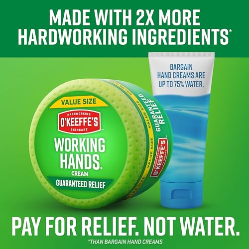 O'Keeffe's Working Hands Hand Cream for Extreme Dryness - 6.8 oz Value Size Jar (2 Pack) - Repairing Skincare for Cracked, Dry Hands