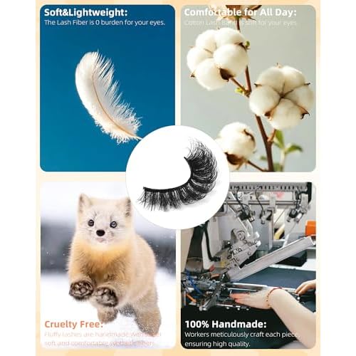 False Eyelashes Full Mink Lashes Long Eyelashes 200D Wispy Thick Russian Strip Lashes Cat Eye Volume Lash Strips D Curvature Dramatic 7 Pairs Fake Lash Extensions by Boahankuke