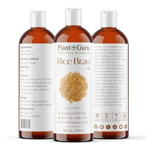 Rice Bran Oil 16 fl. oz. ? 100% Pure & Natural Carrier Oil for Skin, Face, Body, and Hair Moisturizing. Great for DIY Creams, Lotions, and Lip Balms.