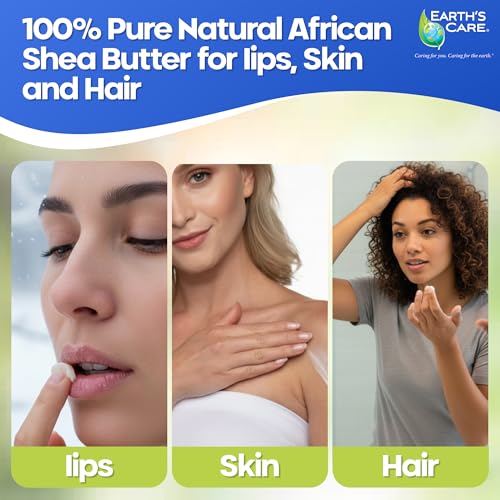 Earth's Care Shea Butter - 100% Pure Natural African Shea Butter for Body, Hair and DIY Projects 6 OZ