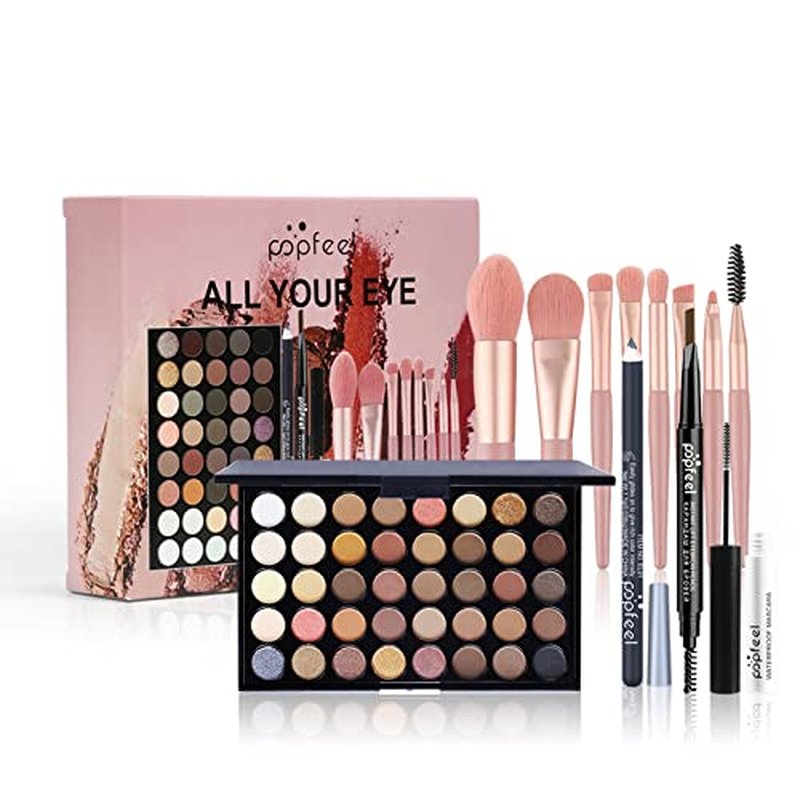 Pure Vie All-in-One Holiday Gift Makeup Set Cosmetic Essential Starter Bundle Include Eyeshadow Palette Lipstick Concealer Blush Mascara Foundation Face Powder - Makeup Kit for Women Full Kit