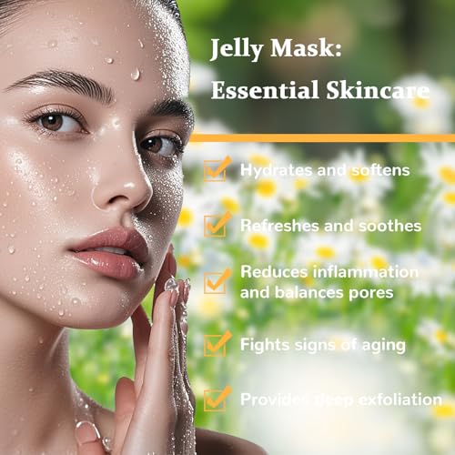 Chamomile Vajacial Peel-Off Jelly Mask Set, Jelly Mask For Facials, Face Mask For Instant Hydration, Vegan Peel Off Face Mask, Facial Skin Care For Smoothing, Moisturizing, Cleansing