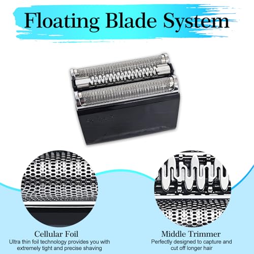 52B Replacement Head Compatible With Series 5, 52B Wet and Dry Replacement Foil and Cutter for Braun Electric Shaver S5, 5020, 5020S, 5030, 5030S, 5035, 5035S, 5040, 5040S, 5050