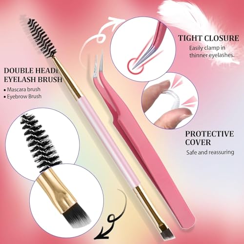 DIY Lash Extension Kit 590Pcs 9-18mm D Curl Lashes Clusters with Lash Bond and Seal Glue Remover Lash Shampoo Cleansing Brush Headband Wristband Tweezers Eyelash Brush Applicator