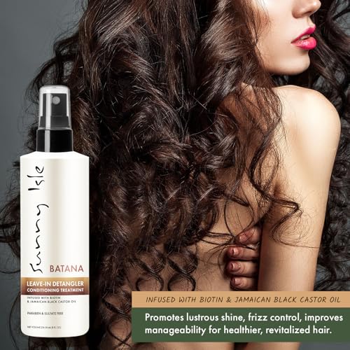 Sunny Isle Batana Leave-In Detangler Conditioning Treatment 8oz Infused with Biotin and Jamaican Black Castor Oil