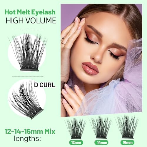 Bodermincer Lash Clusters D Curl Black/Brown/Colored Lashes 10-12-14/12-14-16/16-18-20mm Mixed Lash Clusters Kit For Beginner (M01# 12-14-16mm Mixed)