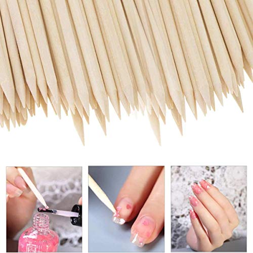 BTYMS 1000 Pcs Orange Wood Sticks 4.5 Inch Cuticle Pusher Wooden Cuticle Remover with Double Sided for Manicures and Pedicures Nail Tools