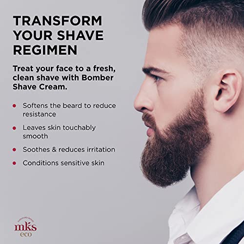 MKS eco for Men Bomber Shave Cream, Sandalwood Scent - 10 oz - Softens Beard to Reduce Resistance & Irritation, Moisturizes Skin - With Hemp Seed & Argan Oils - Vegan, Cruelty Free