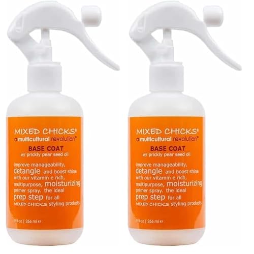 Mixed Chicks Base Coat w/Prickly Pear Seed Oil for Hair Detangling & Shine, 9 fl. oz. (Pack of 2)