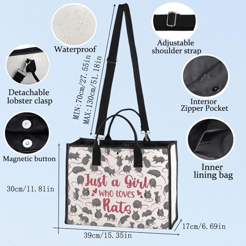 LEVLO Funny Rat Cosmetic Bag - Animal Lover Gift, Just A Girl Who Loves Rats Makeup Zipper Pouch for Women Girls (Rats LT)