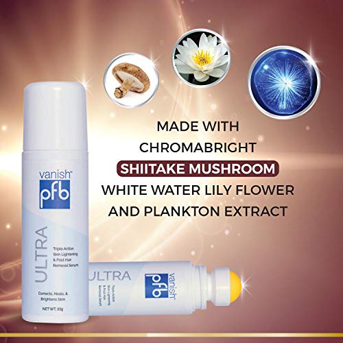 PFB Vanish Ultra with Chromabright & Shitake Mushroom, Triple Action Dark Spot Remover, Ingrown Hair & Razor Bump Stopper, Roll-On Skin Care Treatment, 93g ? New Formula