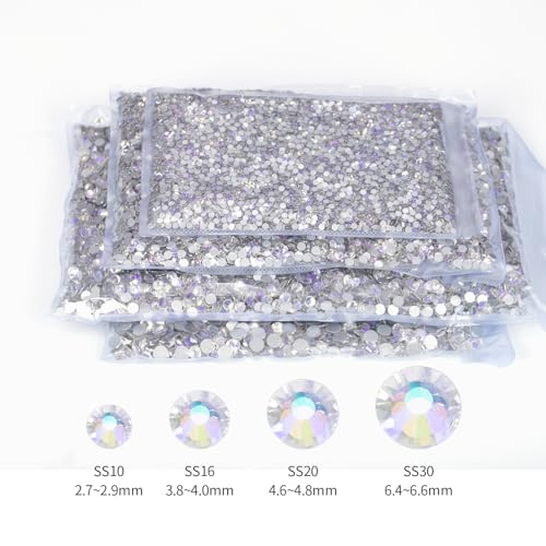 2000PCS Moonlight Rhinestones Bulk, Flat Back Crystal Glass Stone Round Gems,SS30, 6.4-6.6mm