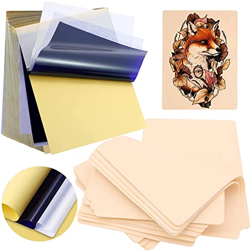 Tattoo Practice Skins with Transfer Paper - 40Pcs Blank Tattoos Skin Practice and Stencil Paper Kit Includes 30Pcs DIY Tracing Paper and 10Pcs Double Sides Tattoos Fake Skins for Beginners Artis