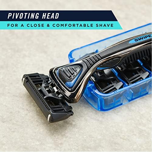 SWIPE Premium Men's 6-Blade Razor Kit (Flex Head Handle + 24 Refills) (No Trimmer)