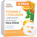 By Nature Vitamin C + Collagen Sheet Face Mask with Vitamin E ? Firming, Anti-Aging Facial Treatment for Radiance, Elasticity & Hydration ? Skincare for Pre-Event Glow & All Skin Types ? Pack of 12