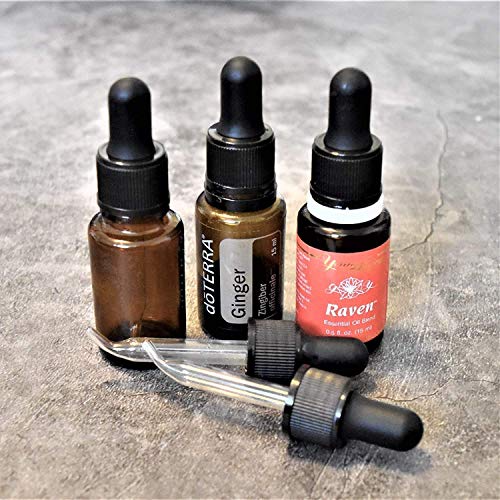 Essential Oil Dropper Tops for 15ml Bottles ? 6?Pack Bent Glass & Rubber Bulbs ? Fits Standard Boston Round (18/415) ? Leak?Proof, Reusable, Perfect for Thicker Oils & DIY Use
