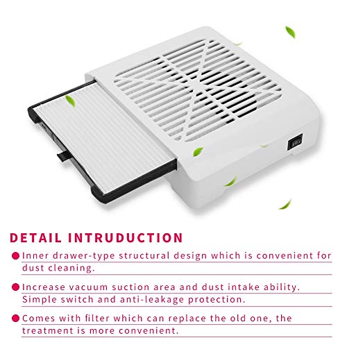 Portable 36W Salon Suction Dust Collector Machine Vacuum Cleaner Tool Vacuum Cleaner Nail Art Accessories with 3 LEDs for Nails Fan Professional Manicure Pedicure Art(White 02)