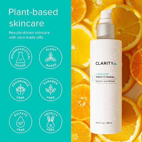 ClarityRx C-Results Vitamin C Facial Cleanser, Natural Plant-Based Brightening Face Wash with Lactic Acid