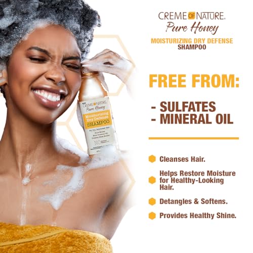 Creme of Nature Pure Honey Shampoo with Coconut Oil & Shea Butter, 12.07 Fl Oz & Knot Away Leave In Detangler, 8 Oz