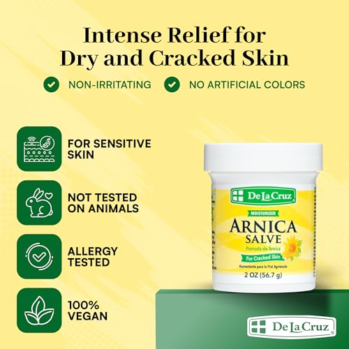 De La Cruz Arnica Salve - Foot Cream for Dry Cracked Heels and Feet - Moisturizing Hand Salve for Dried Hands - 24 Hour Moisture Foot Cream for Dry Cracked Feet and Rough Skin - (2 Ounces)