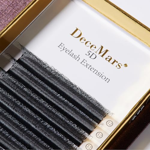 DeceMars Eyelash Extensions 5D W Lashes 0.07mm D Curl 8-14mm Mix Natural Soft Volume Premade Fans Easy Fanning False Lashes Matte Black Cluster (5D-0.07-D-8-14 MIX)