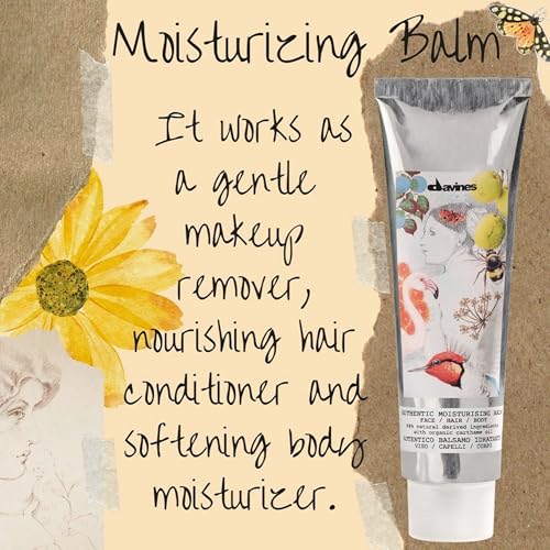 Davines Authentic Moisturizing Balm, Multi-Functional Conditioner for Face, Hair & Body - 98% Natural Oil-Based Formula Softens & Nourishes, 5.07 Fl Oz