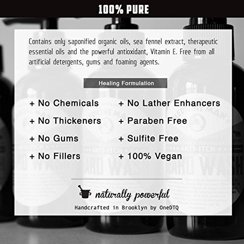 OneDTQ Beard Wash for Itchy Beard & Beardruff ? Natural ? Soothes Skin, Softens, Deep Cleans Medicine Man 4,7 FL OZ | Beard Care
