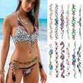 Sexy Flower Navel Tattoos 12 Sheets Long Belly Abdomen Waist Back Waterproof Temporary Tattoos Fake Body Art Stickers for Women