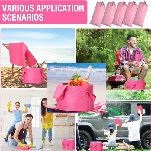 12 Pcs 15L Foldable Foot Soaking Tub Kit Portable Foot Bath Tub Foldable Foot Basin Bath Foot Tub for Soaking Feet with Towel and Storage Bag Soak Spa Bucket for Travel Camping(Rose Red)