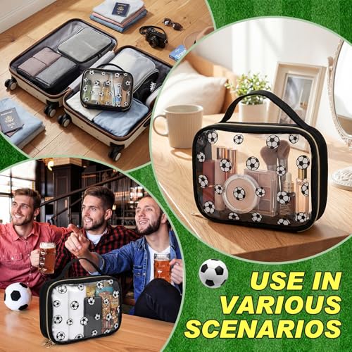 Hillban 6 Pack Soccer Gifts Clear Makeup Bag with Handle Travel Toiletry Bag for Women Sport Goodie Cosmetic Organizer Zipper Pouch for Soccer Party Favors Supplies