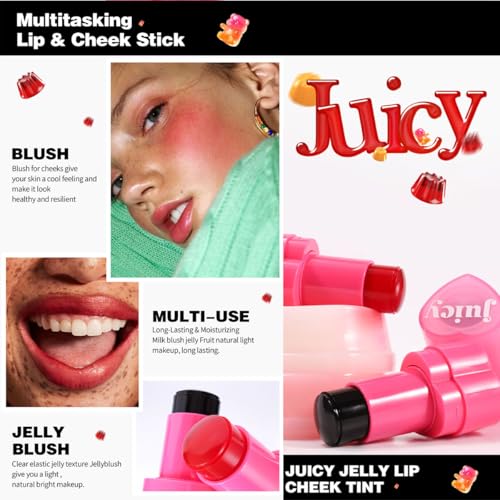 Cooling Water Jelly Tint Stick£¬Multi-Use Juicy Love Blush, 3-In-1cheek Blush & Eyeshadow & Lip Tinted Long-Lasting Moisture Stick£¬Bouncy Jelly Texture£¬Creates A Moist Watercolor Effect (#09, 0.32oz)