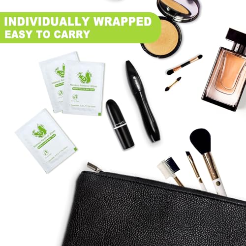 Makeup Remover Wipes Bulk Individually Wrapped,Travel Makeup Wipes Individual Makeup Remover Wipes Bulk Gentle Cleansing Makeup Remover Wipes for Face Cleansing Mascara Lipstick Travel (50, Avocado)