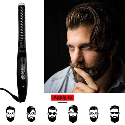 DDONG Quick Electric Heated Beard Straightener, Travel Portable Styling Iron for Men