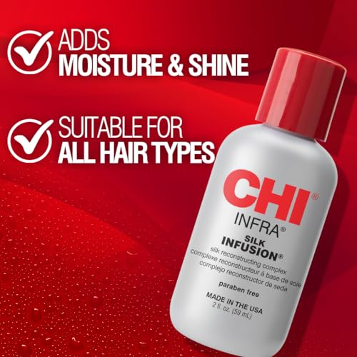 CHI Infra Silk Infusion, Leave-In Reconstructing Treatment To Strengthen & Protect All Hair Types, Alcohol-Free, 2 Oz
