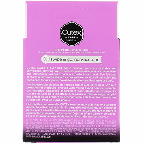 Cutex Care Swipe & Go Non-Acetone Nail Polish Remover Pads 10ct